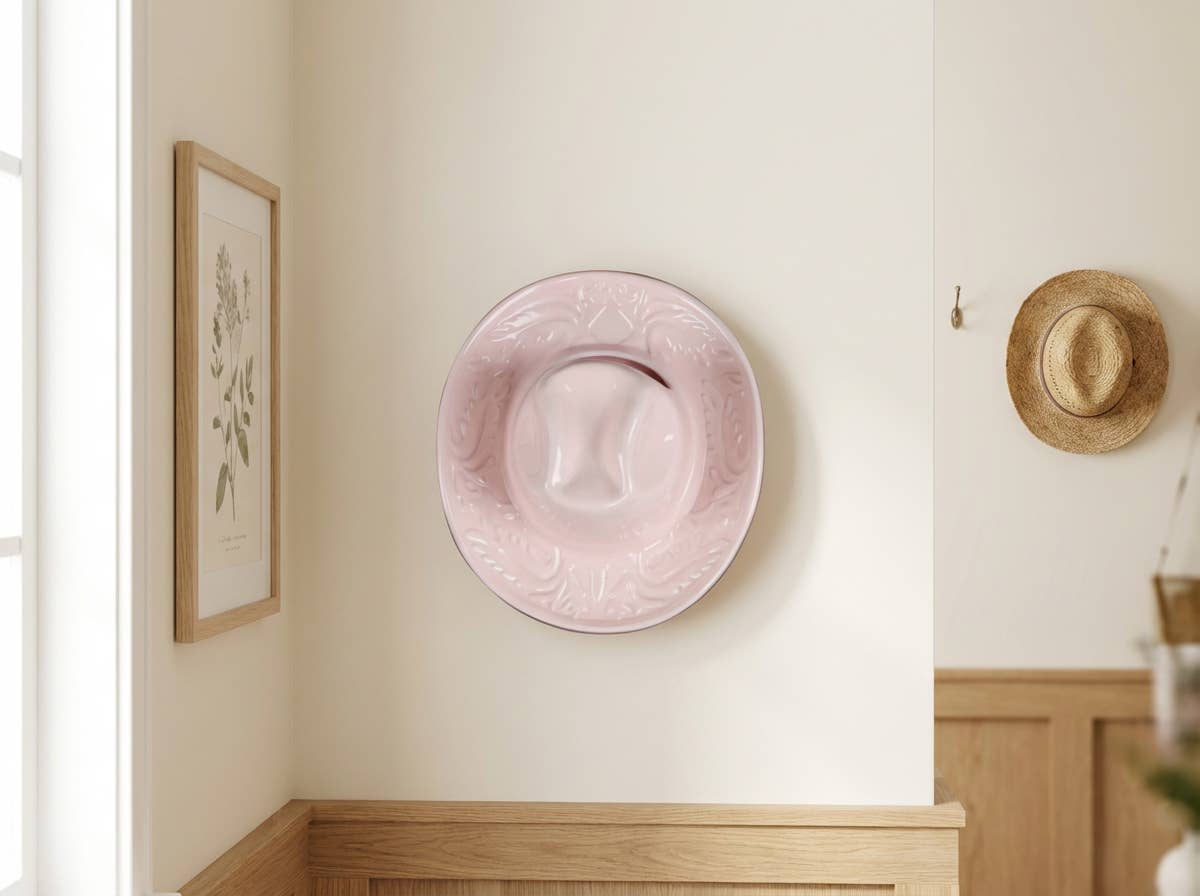 Ceramic Cowboy Hat Hanging Vase 8"