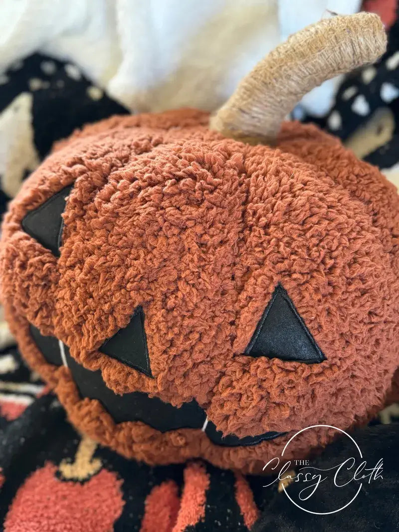 Orange Pumpkin Sherpa Pillow