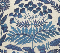 Off-White and Navy Bohemian Floral Throw Pillow