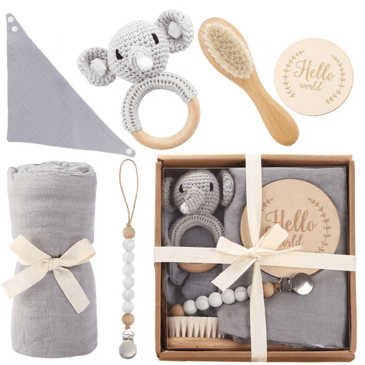 Welcome Baby Gift Box - Charming 6-Piece Set for Newborns: White