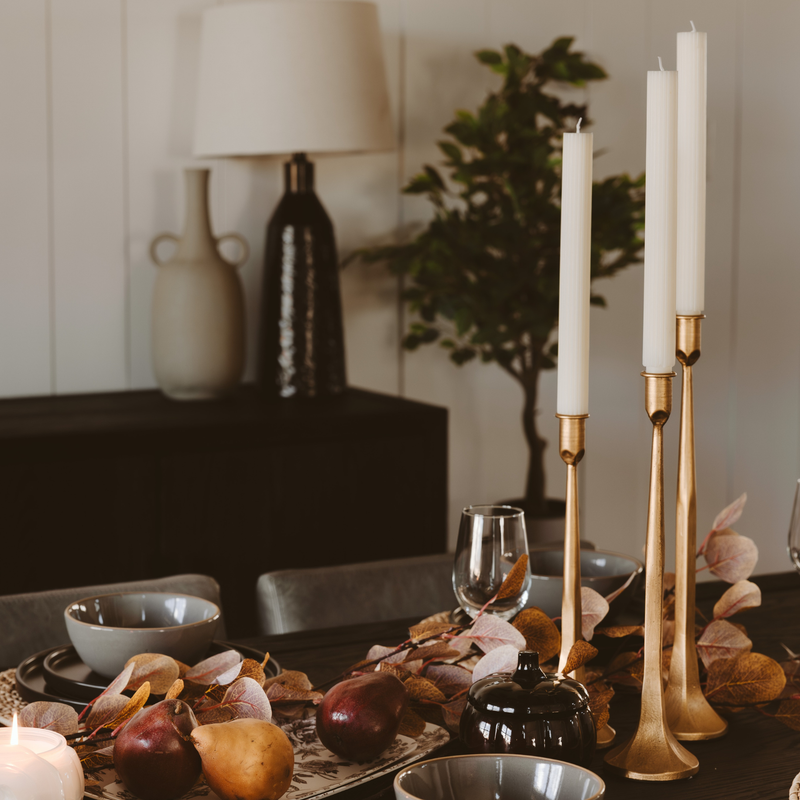 *NEW* Gold Cast Iron Taper Candle Holders, Set of 3