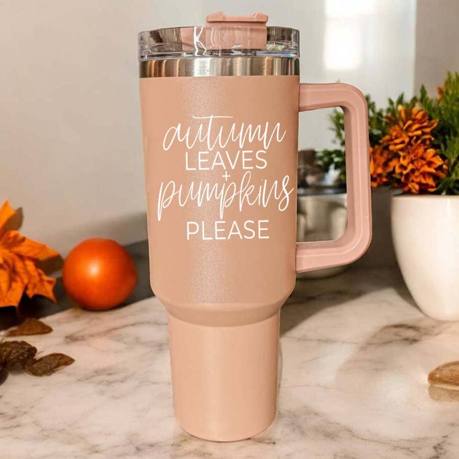 Fall Mug With Lid, Autumn Leaves + Pumpkins Please 40oz Mug: Hocus Pocus
