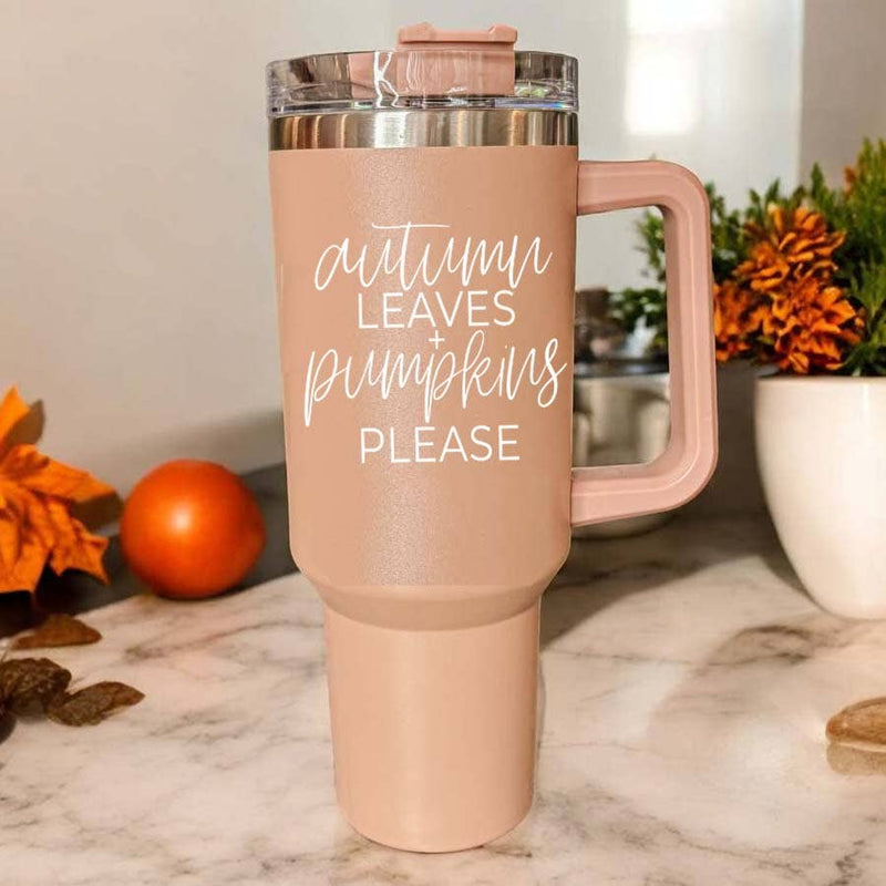 Fall Mug With Lid, Autumn Leaves + Pumpkins Please 40oz Mug: Hocus Pocus