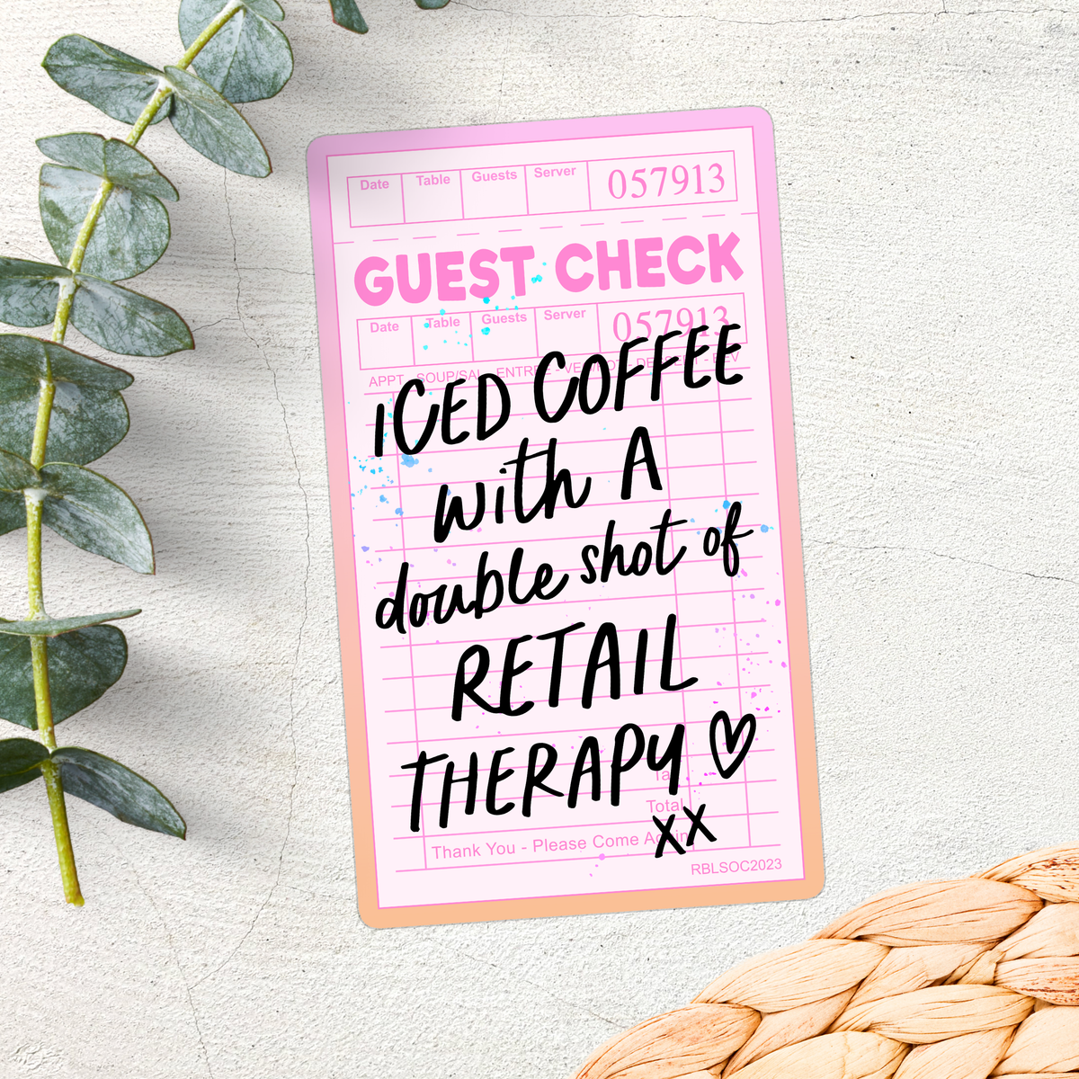 Iced Coffee with a Double Shot of Retail Therapy Glitter Sticker