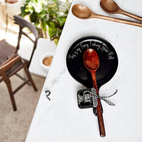 Sarcastic Kitchen Decor | Spoon Rest + Wooden Spoon Gift Set: Mom's Kitchen-BLACK / Dark Wood