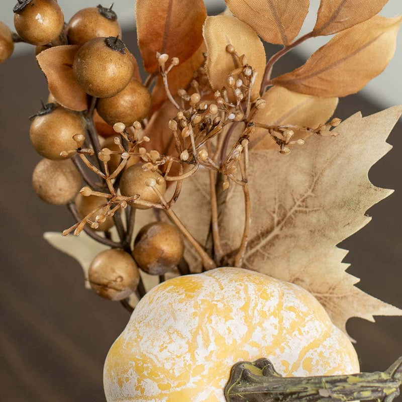 14" Artificial Fall Harvest Creamy Off White Pumpkin Pick