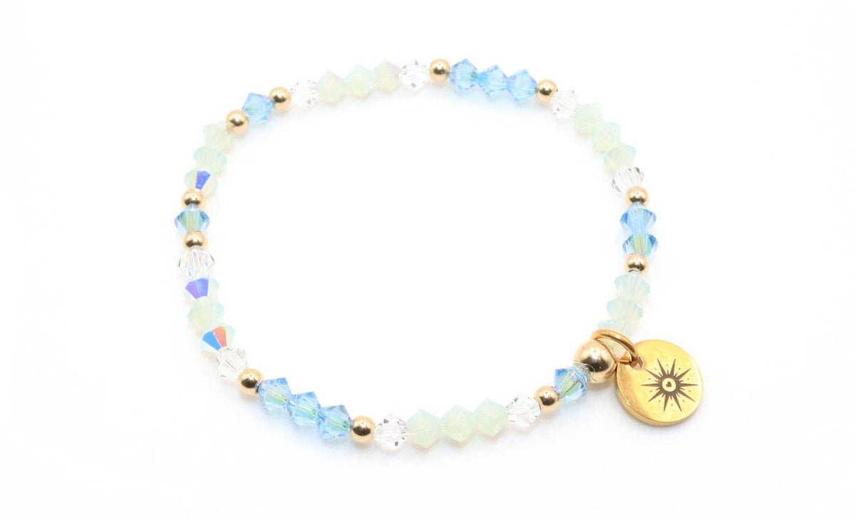 Aqua Bloom Crystal Bracelet: 6.5"