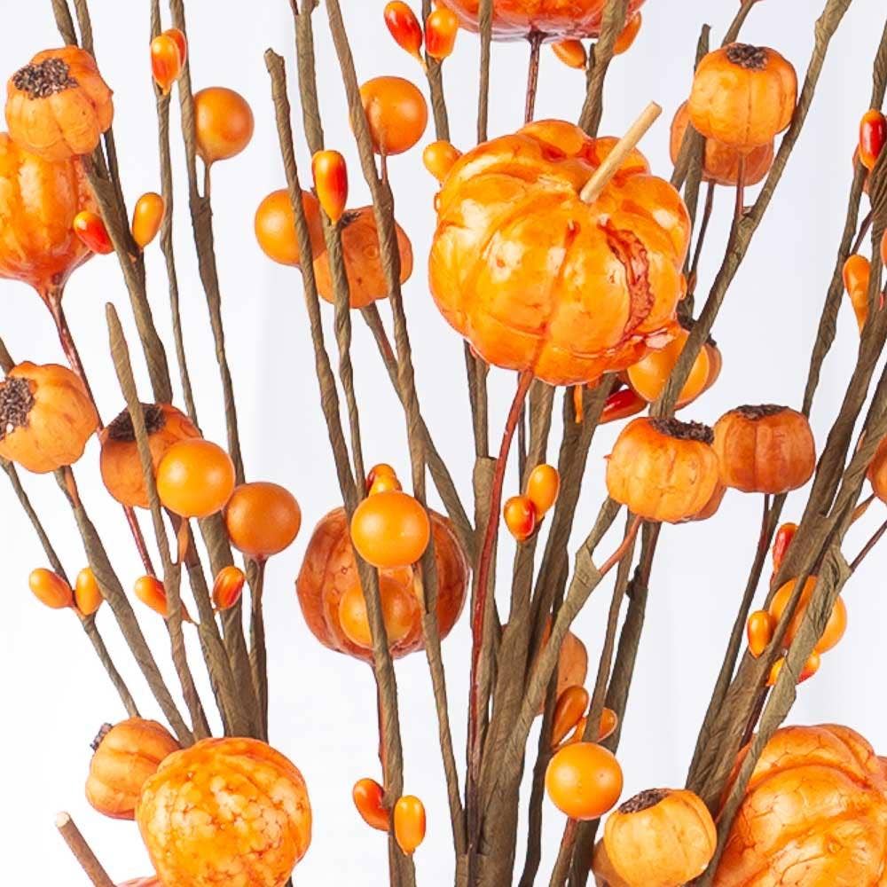 17" Fall Faux Pumpkin and Mixed Berry Stem - Select Color: Off-White