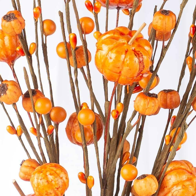 17" Fall Faux Pumpkin and Mixed Berry Stem - Select Color: Off-White