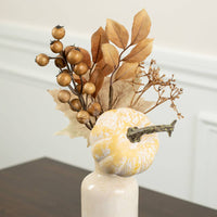 14" Artificial Fall Harvest Creamy Off White Pumpkin Pick