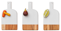 Acacia Heirloom Mini Cheese Board Set of 3 - 8x4.25" +ribbon: White
