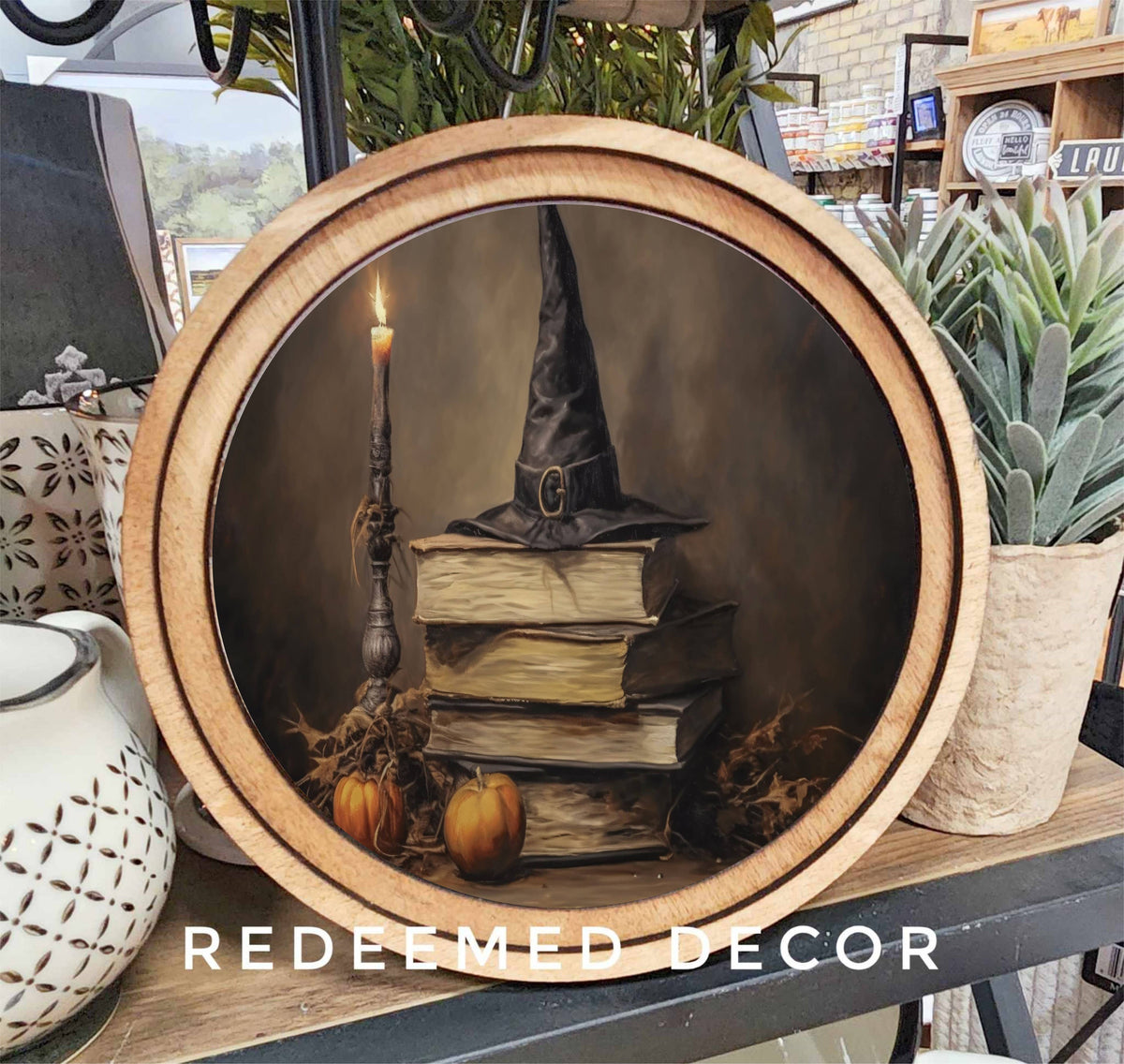 8" Round Halloween Books Art