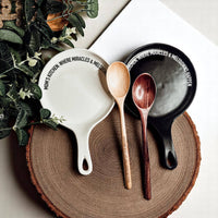 Sarcastic Kitchen Decor | Spoon Rest + Wooden Spoon Gift Set: Mom's Kitchen-BLACK / Dark Wood