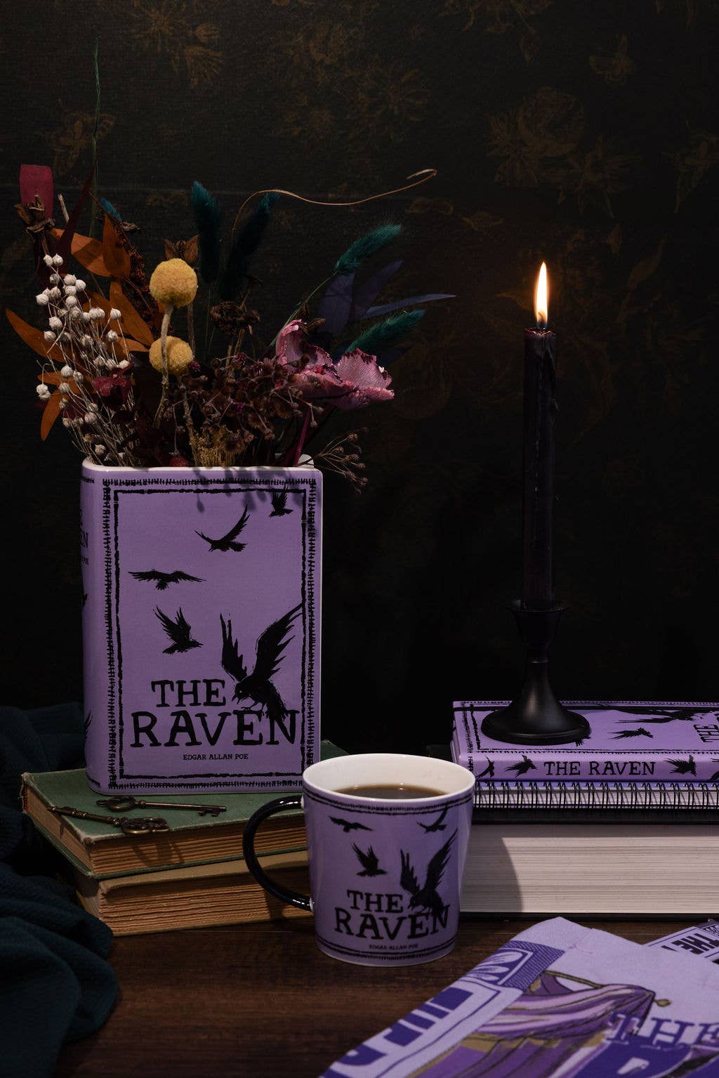 Large Book Vase, The Raven - Purple