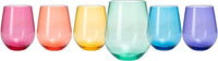 6 Unbreakable Colored Stemless Wine Glasses Acrylic Plastic