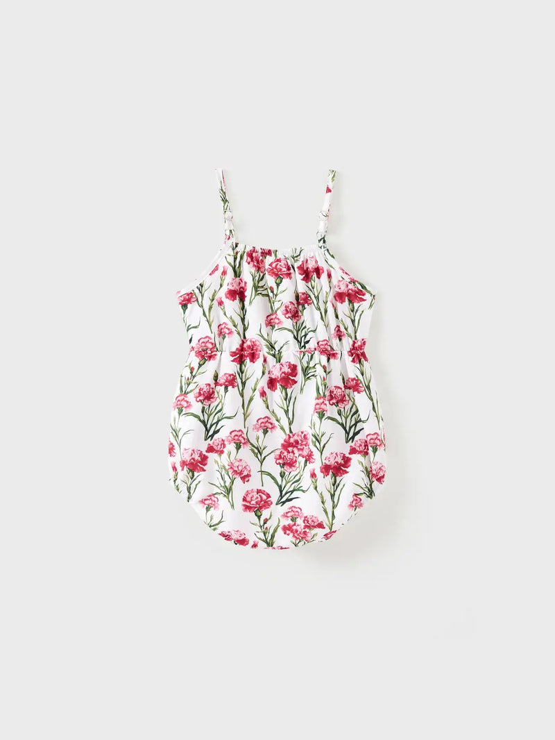 Baby Girl Sweet & Elegant Floral Print Bowknot Romper: 12-18 months