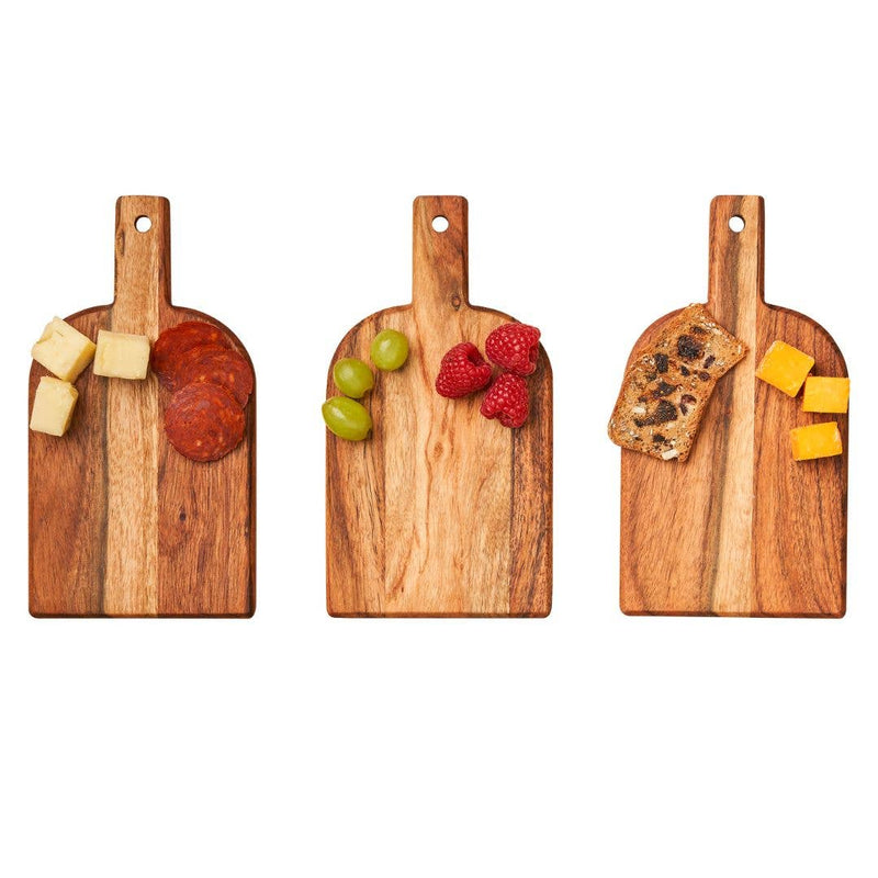 Acacia Heirloom Mini Cheese Board Set of 3 - 8x4.25" +ribbon: White