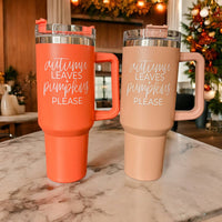 Fall Mug With Lid, Autumn Leaves + Pumpkins Please 40oz Mug: Hocus Pocus