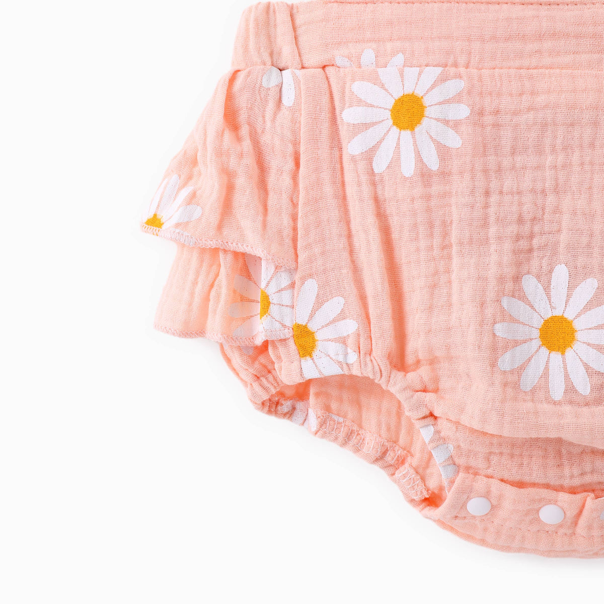 100% Cotton 2pcs Daisy Print Crepe Fabric Baby Romper Set: Bluish Grey / 0-3 Months