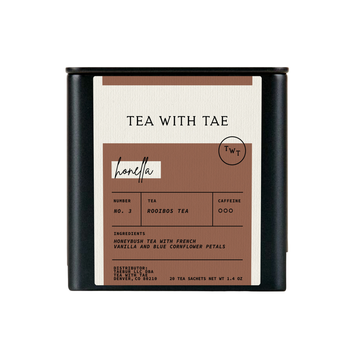 Honella Honeybush Herbal Tea Tin (20 tea bags)