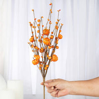 17" Fall Faux Pumpkin and Mixed Berry Stem - Select Color: Off-White