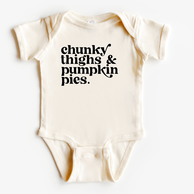 Chunky Thighs + Pumpkin Pies Bodysuit | Fall Baby Gifts: 0-3 Months / Long