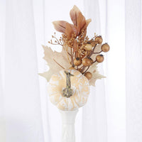 14" Artificial Fall Harvest Creamy Off White Pumpkin Pick