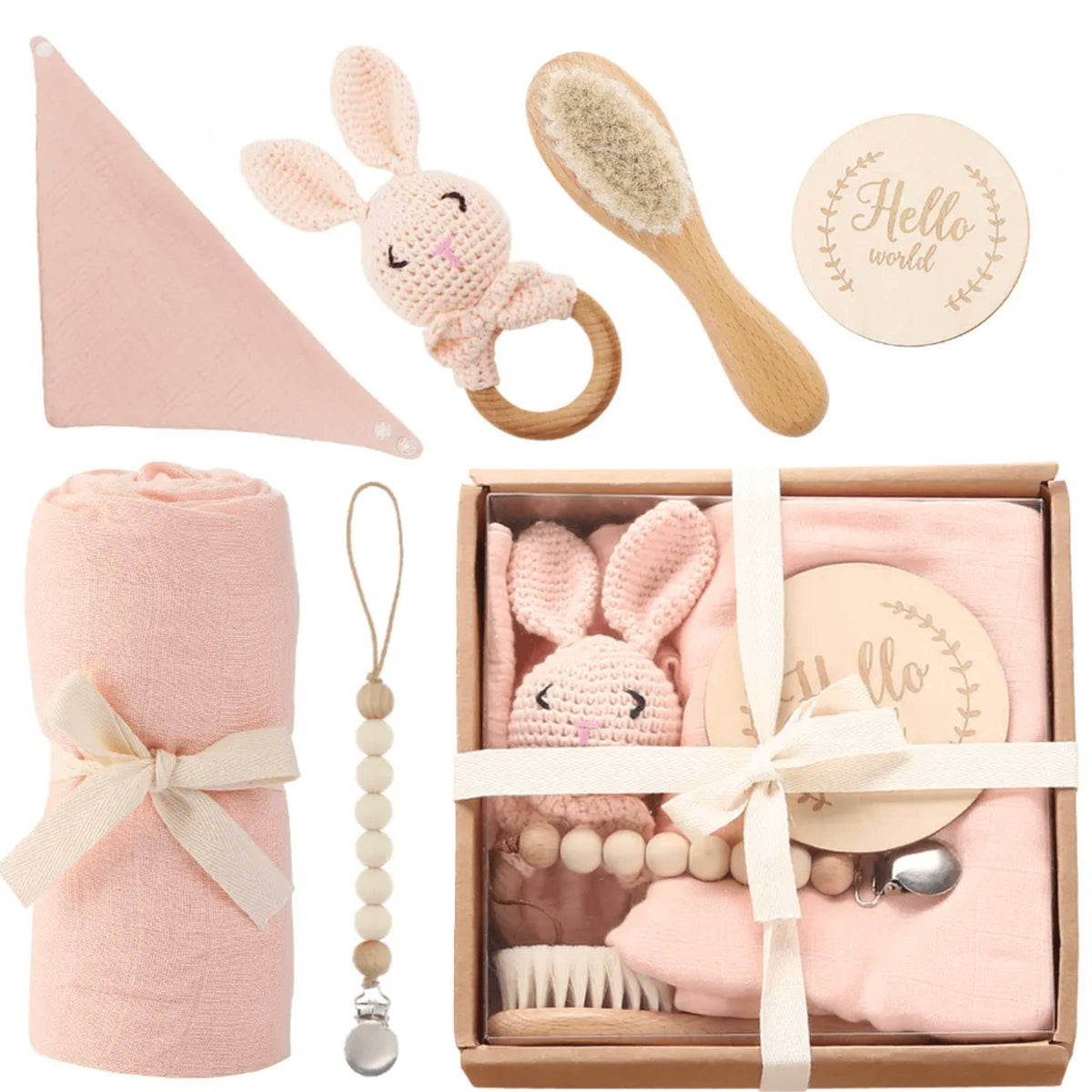 Welcome Baby Gift Box - Charming 6-Piece Set for Newborns: White
