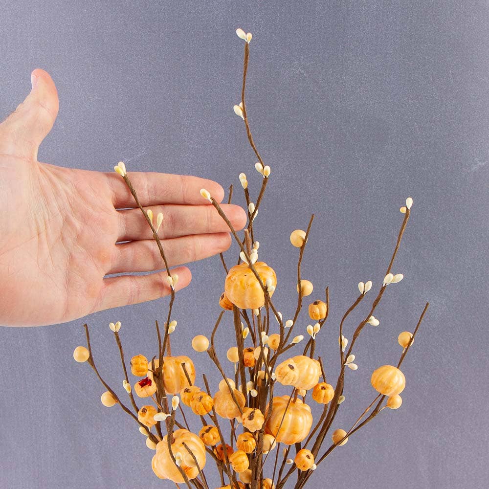 17" Fall Faux Pumpkin and Mixed Berry Stem - Select Color: Off-White