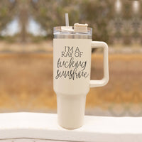 Fall Mug With Lid, Autumn Leaves + Pumpkins Please 40oz Mug: Sweater Weather-Off White