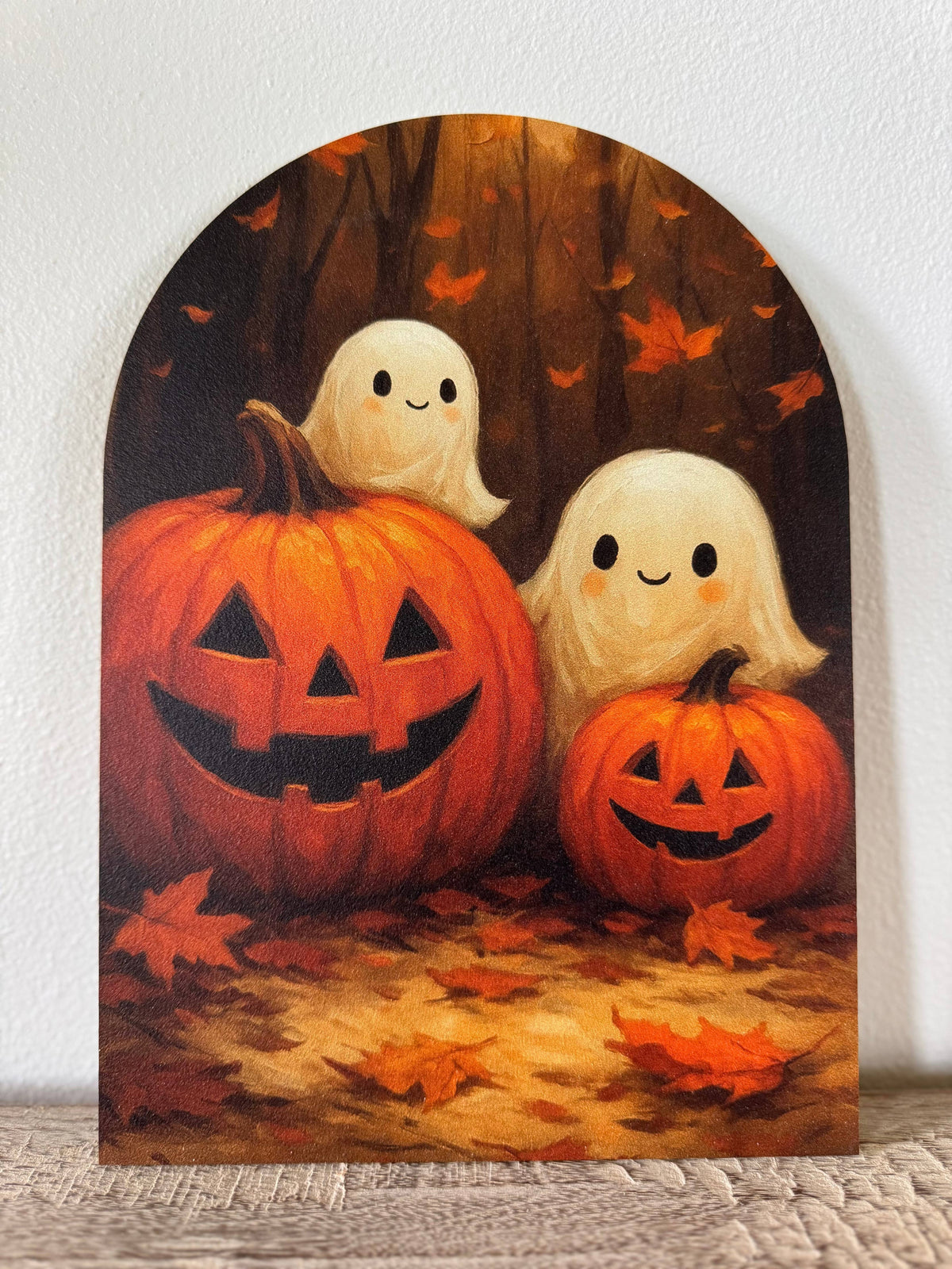 Pumpkin Ghosts Arch: 11x15"