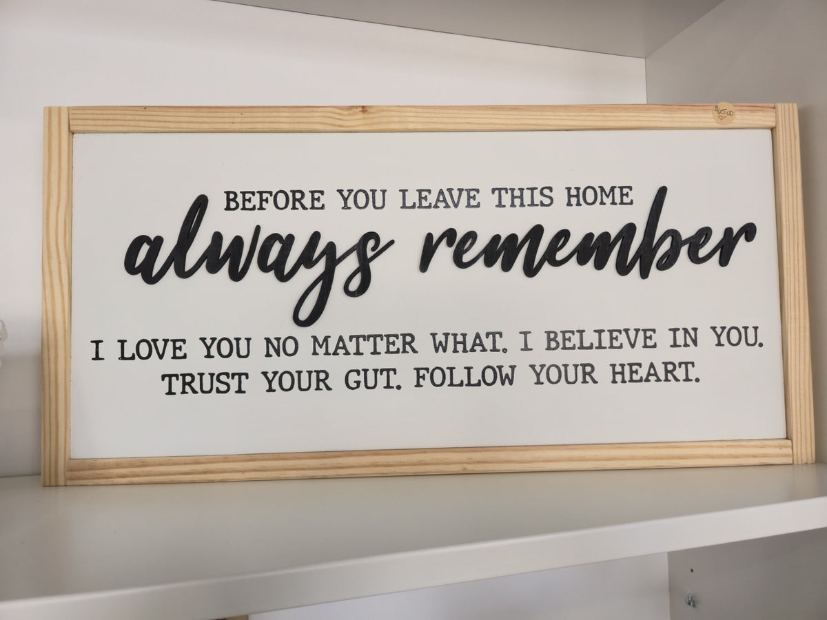Before You Leave This Home Always Remember Sign