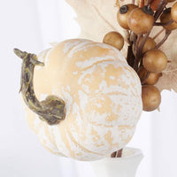 14" Artificial Fall Harvest Creamy Off White Pumpkin Pick