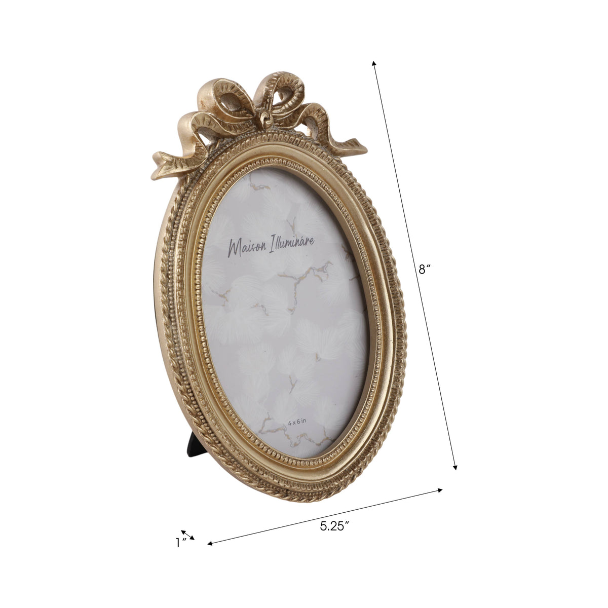 Gold Polyresin Oval Coquette with Bow, 4x6 in.