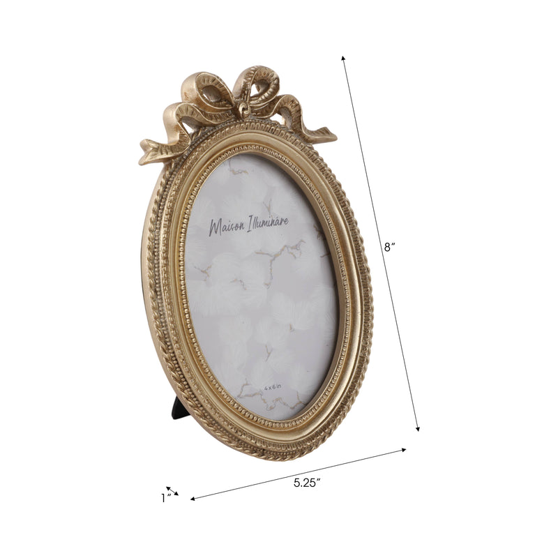 Gold Polyresin Oval Coquette with Bow, 4x6 in.