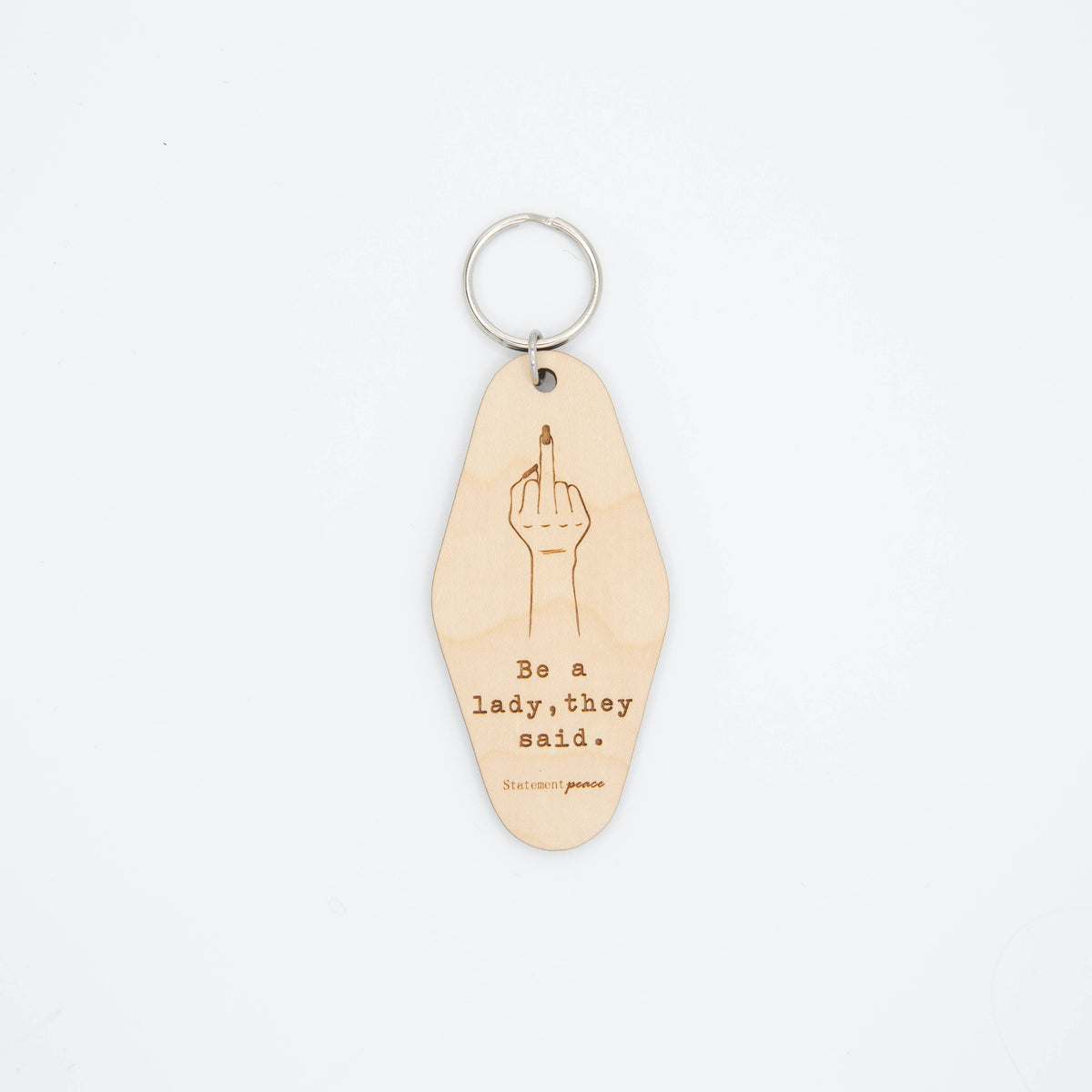 Retro Wooden Hotel Be a Lady Keychain
