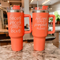Fall Mug With Lid, Autumn Leaves + Pumpkins Please 40oz Mug: Hocus Pocus