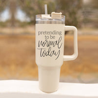 Fall Mug With Lid, Autumn Leaves + Pumpkins Please 40oz Mug: Sweater Weather-Off White