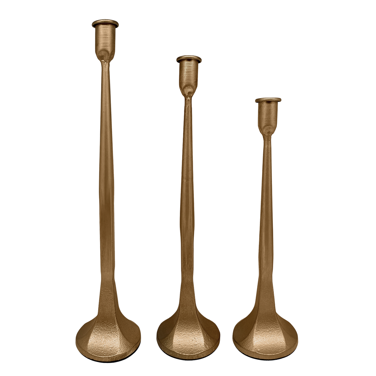 *NEW* Gold Cast Iron Taper Candle Holders, Set of 3