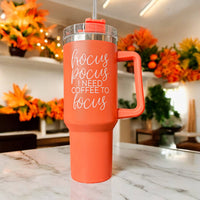 Fall Mug With Lid, Autumn Leaves + Pumpkins Please 40oz Mug: Hocus Pocus