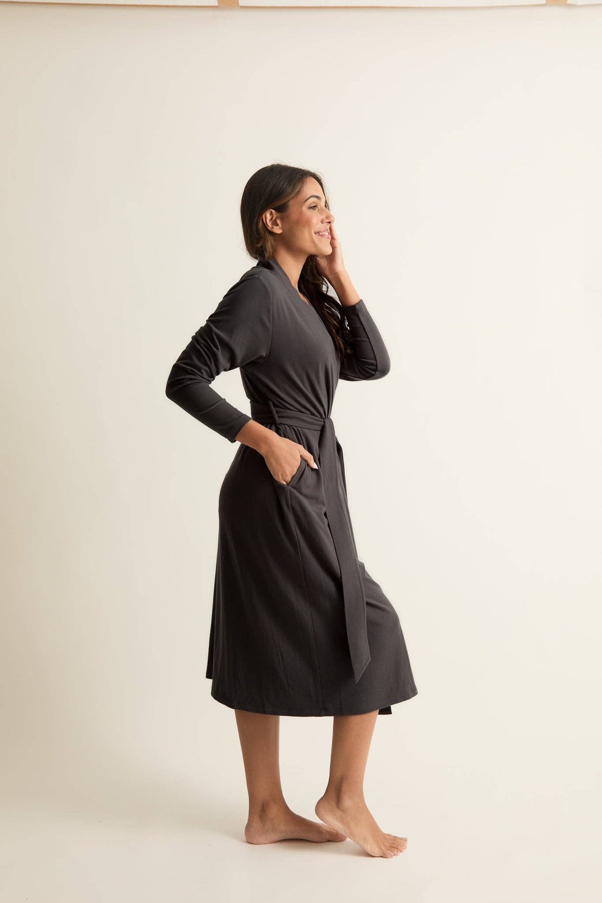 Soft Lounge Robe: Charcoal / Small/Medium