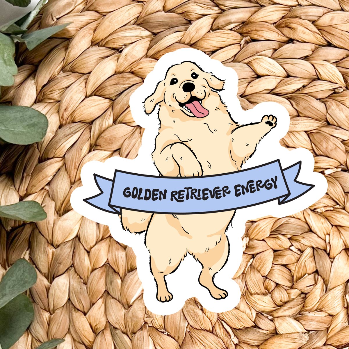 Golden Retriever Energy Vinyl Sticker