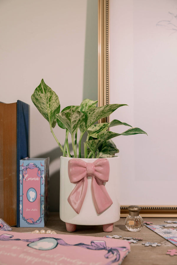 Pink Bow Footed Planter