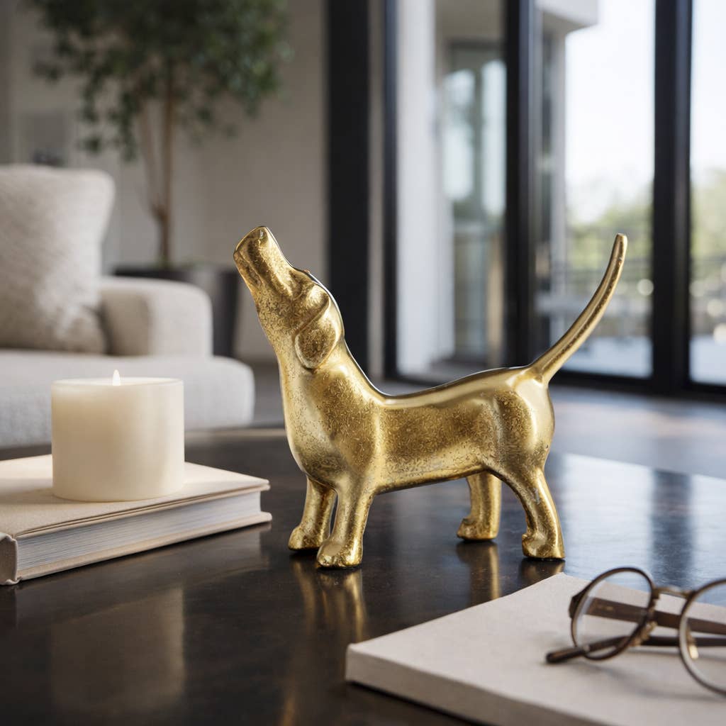 Gold Metal Modern Howling Dog