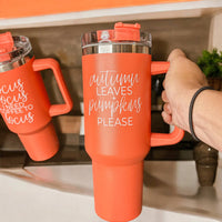 Fall Mug With Lid, Autumn Leaves + Pumpkins Please 40oz Mug: Hocus Pocus