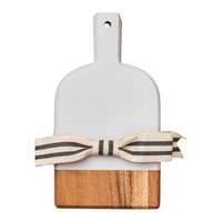 Acacia Heirloom Mini Cheese Board Set of 3 - 8x4.25" +ribbon: White