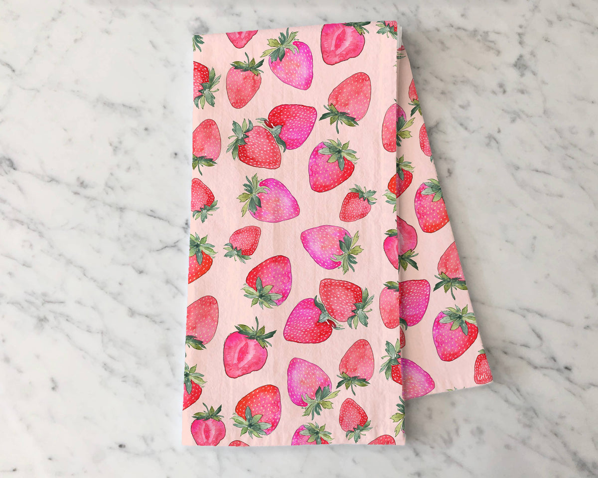 Strawberry Tea Towel -  Summer Fruit Kitchen Decor