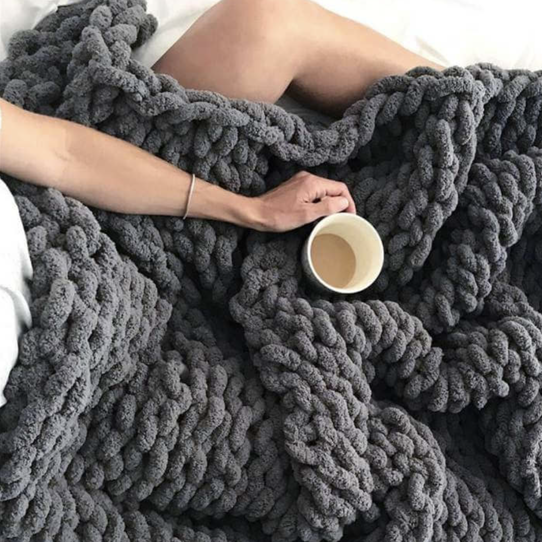 Chunky Knit Throw - Charcoal