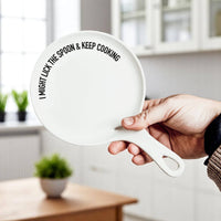 Sarcastic Kitchen Decor | Spoon Rest + Wooden Spoon Gift Set: Mom's Kitchen-BLACK / Dark Wood