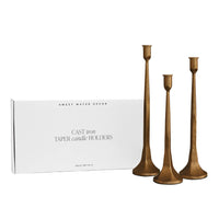 *NEW* Gold Cast Iron Taper Candle Holders, Set of 3